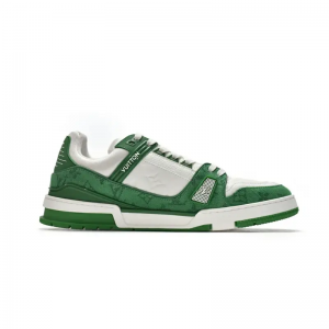 Louis Vuitton Trainer Green Monogram Denim White